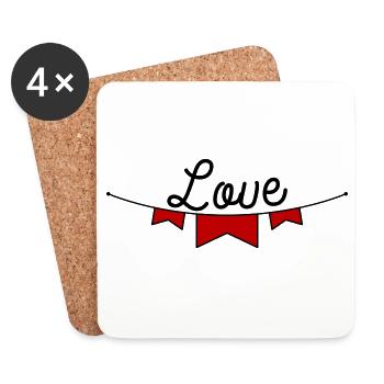Amour - Dessous de verre (lot de 4) - blanc - Devant