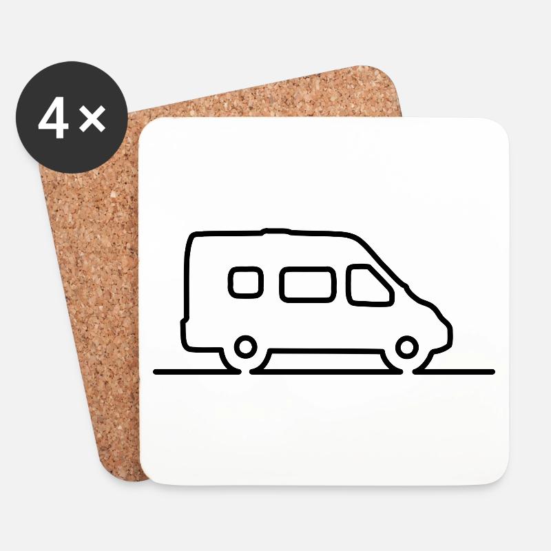 Van / Kastenwagen - Schlichte Kontur - Untersetzer (4er-Set) - Weiß