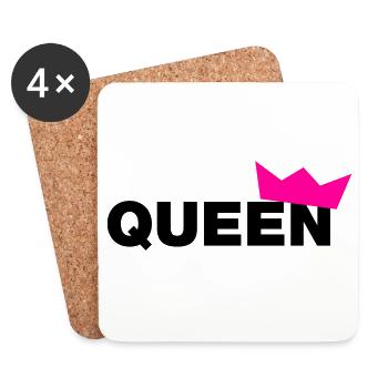 Queen typo with crown / 2 colors - Coasters (set of 4) - white - Front