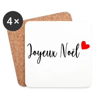 NOËL. JOYEUX NOËL. MERRY CHRISTMAS. NOUVEL AN - Dessous de verre (lot de 4) - blanc - Devant