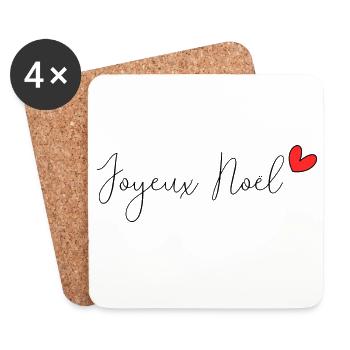 NOËL. JOYEUX NOËL. MERRY CHRISTMAS. NOUVEL AN - Dessous de verre (lot de 4) - blanc - Devant