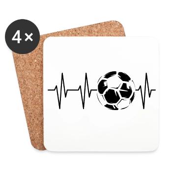 fußball gebraucht illustration herzschlag ball ekg - Untersetzer (4er-Set) - Weiß - Vorne