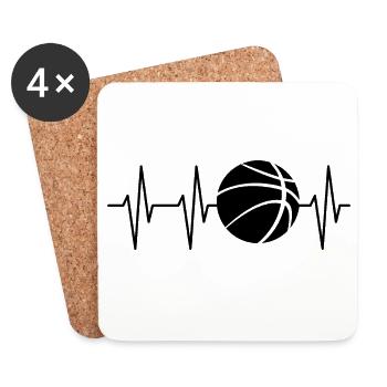 Icône de basket-ball icône de l’équipe de club de balle de coeur - Dessous de verre (lot de 4) - blanc - Devant