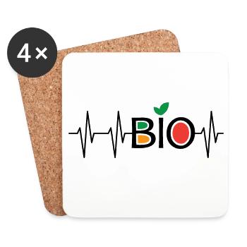 Battement de cœur Organique Symbole de fréquence cardiaque saine Alimentation Nutrition - Dessous de verre (lot de 4) - blanc - Devant