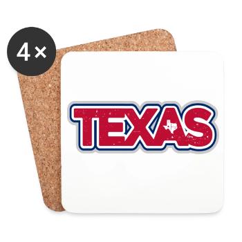 Texas Pride Distressed Typography Logo - Coasters (set of 4) - white - Front