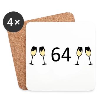 64e anniversaire 64e anniversaire 64 numéro 64 noir - Dessous de verre (lot de 4) - blanc - Devant