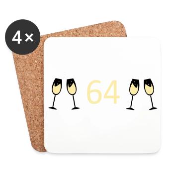 64e anniversaire 64e anniversaire 64 numéro 64 noir - Dessous de verre (lot de 4) - blanc - Devant