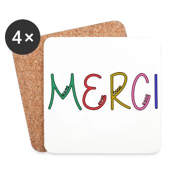 THANK YOU. THANKS. THANK YOU. ANNIVERSARY. BIRTH. - Coasters (set of 4) - white - Front