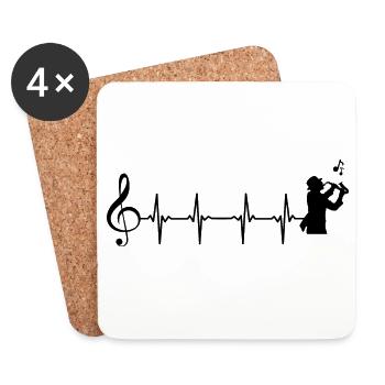 Saxophone Battement De Coeur - Dessous de verre (lot de 4) - blanc - Devant