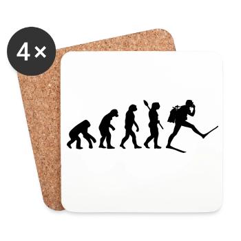 Scuba Diver Funny Human Evolution - Coasters (set of 4) - white - Front