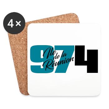 974 Ile de la Réunion C24 Turquoise S - Dessous de verre (lot de 4) - blanc - Devant