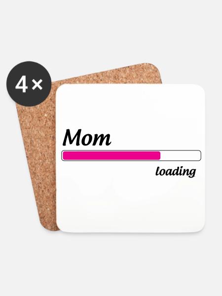 Mama lädt... Bitte warten - Werdende Mutter - Untersetzer (4er-Set) - Weiß