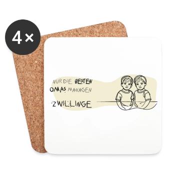 zwillinge oma geschenk bub twin boys beste oma - Untersetzer (4er-Set) - Weiß - Vorne