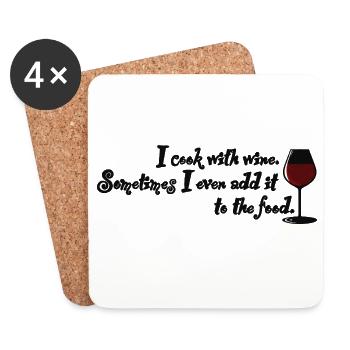 Ich koche mit Wein - Spruch für Weinliebhaber - Untersetzer (4er-Set) - Weiß - Vorne