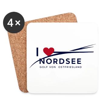 Ich liebe die Nordsee ... Golf von Ostfriesland - Untersetzer (4er-Set) - Weiß - Vorne