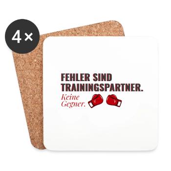 Fehler sind Trainingspartner – Mindset Shirt - Untersetzer (4er-Set) - Weiß - Vorne