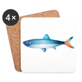 Blauer Fisch mit Farbverlauf und Punkten - Untersetzer (4er-Set) - Weiß - Vorne