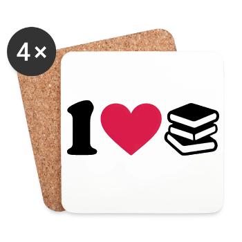 Minimalist I Love Books - Coasters (set of 4) - white - Front
