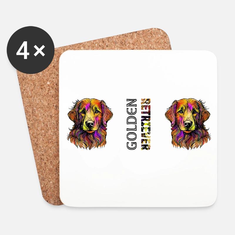 Golden Retriever - Untersetzer (4er-Set) - Weiß