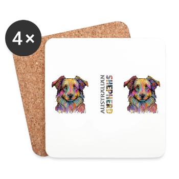 Berger australien - Dessous de verre (lot de 4) - blanc - Devant