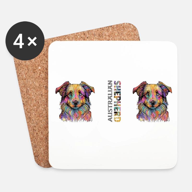 Australian Shepherd - Untersetzer (4er-Set) - Weiß