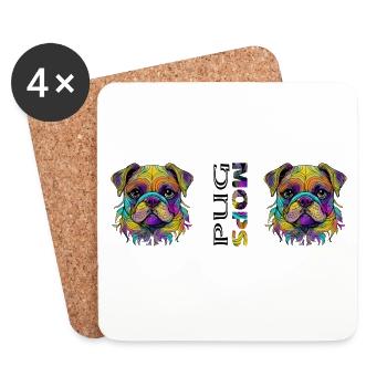 Mops - Untersetzer (4er-Set) - Weiß - Vorne