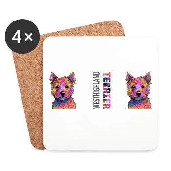 West Highland Terrier - Untersetzer (4er-Set) - Weiß - Vorne