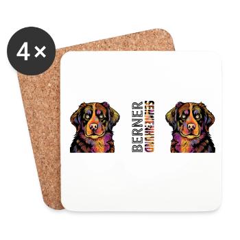 Bernese Mountain Dog - Coasters (set of 4) - white - Front