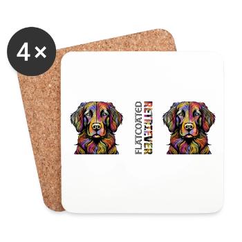 Flat Coated Retriever - Coasters (set of 4) - white - Front