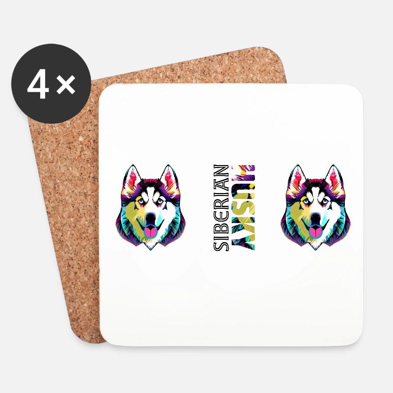 Husky - Untersetzer (4er-Set) - Weiß
