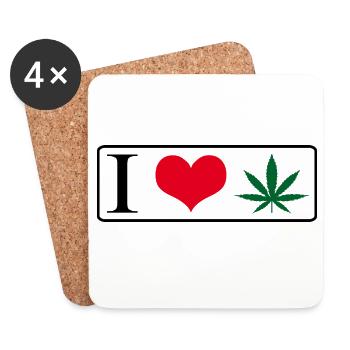 J’adore l’herbe - Dessous de verre (lot de 4) - blanc - Devant
