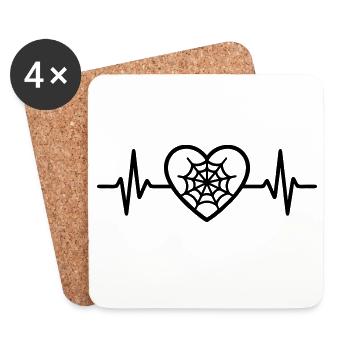 Spider Web Halloween Heart - Coasters (set of 4) - white - Front