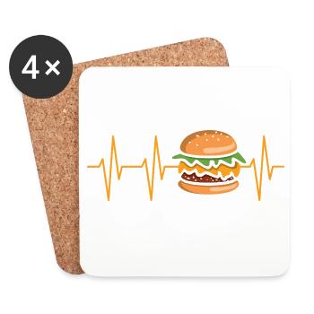 Burger Herzschlag Comic - Untersetzer (4er-Set) - Weiß - Vorne