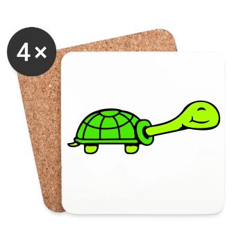 Schildkröte süß niedlich lächelt glücklich lustig - Untersetzer (4er-Set) - Weiß - Vorne