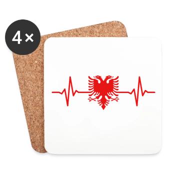 Albanien Herzschlag Albanischer Adler - Untersetzer (4er-Set) - Weiß - Vorne