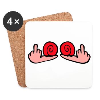 escargot majeur insulte branleur baise toi - Dessous de verre (lot de 4) - blanc - Devant