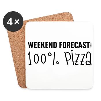 Weekend forecast: 100% pizza - Coasters (set of 4) - white - Front