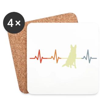 German Shepherd heartbeat - Coasters (set of 4) - white - Front