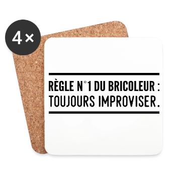 Règle n°1 du bricoleur : toujours improviser - Dessous de verre (lot de 4) - blanc - Devant