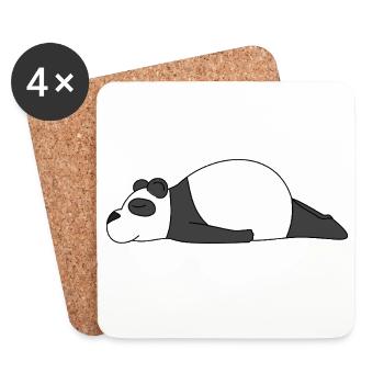 Lazy Panda DIY Kostüm – Süßer schlafender Panda Outfi - Untersetzer (4er-Set) - Weiß - Vorne