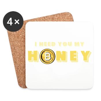 Honey et Bitcoin Design - Dessous de verre (lot de 4) - blanc - Devant
