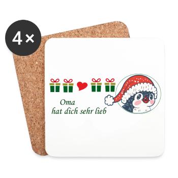 Oma liebt dich sehr lieb Weihnachten - Untersetzer (4er-Set) - Weiß - Vorne