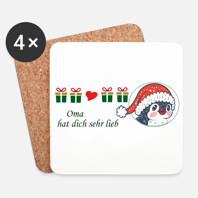 Oma liebt dich sehr lieb Weihnachten - Untersetzer (4er-Set) - Weiß