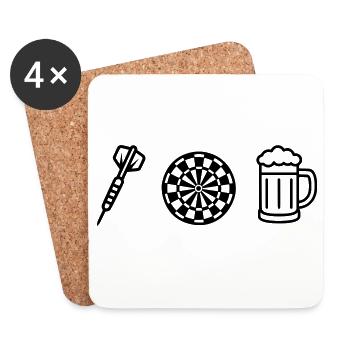 Dart,Darts,Dartfeil-Dartboard-Bier - Untersetzer (4er-Set) - Weiß - Vorne