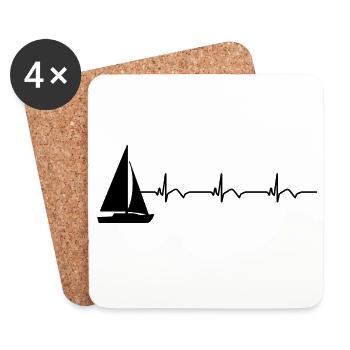 Sailboat Sailing ECG Heartbeat - Coasters (set of 4) - white - Front