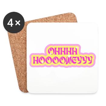 Ohhh hoooneyyy "Oh Honey" Neon Bubble Typography - Coasters (set of 4) - white - Front