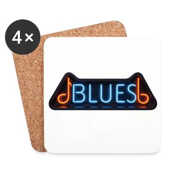 BLUES NEON – Klangbild - Untersetzer (4er-Set) - Weiß - Vorne