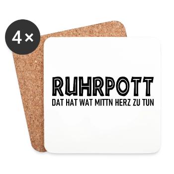 Ruhrpott - Dat hat wat mittn Herz zu tun - Untersetzer (4er-Set) - Weiß - Vorne