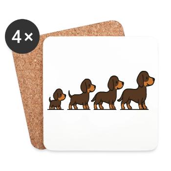 Dog Growth Stages Puppy to Adult Illustration Art - Coasters (set of 4) - white - Front