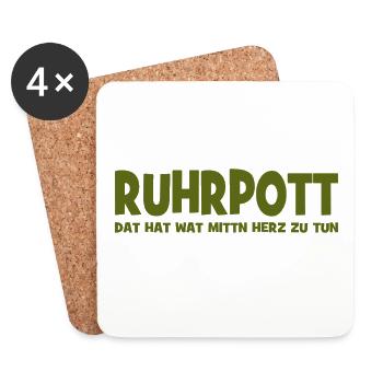 Ruhrpott - Dat hat wat mittn Herz zu tun - Zeche - Untersetzer (4er-Set) - Weiß - Vorne